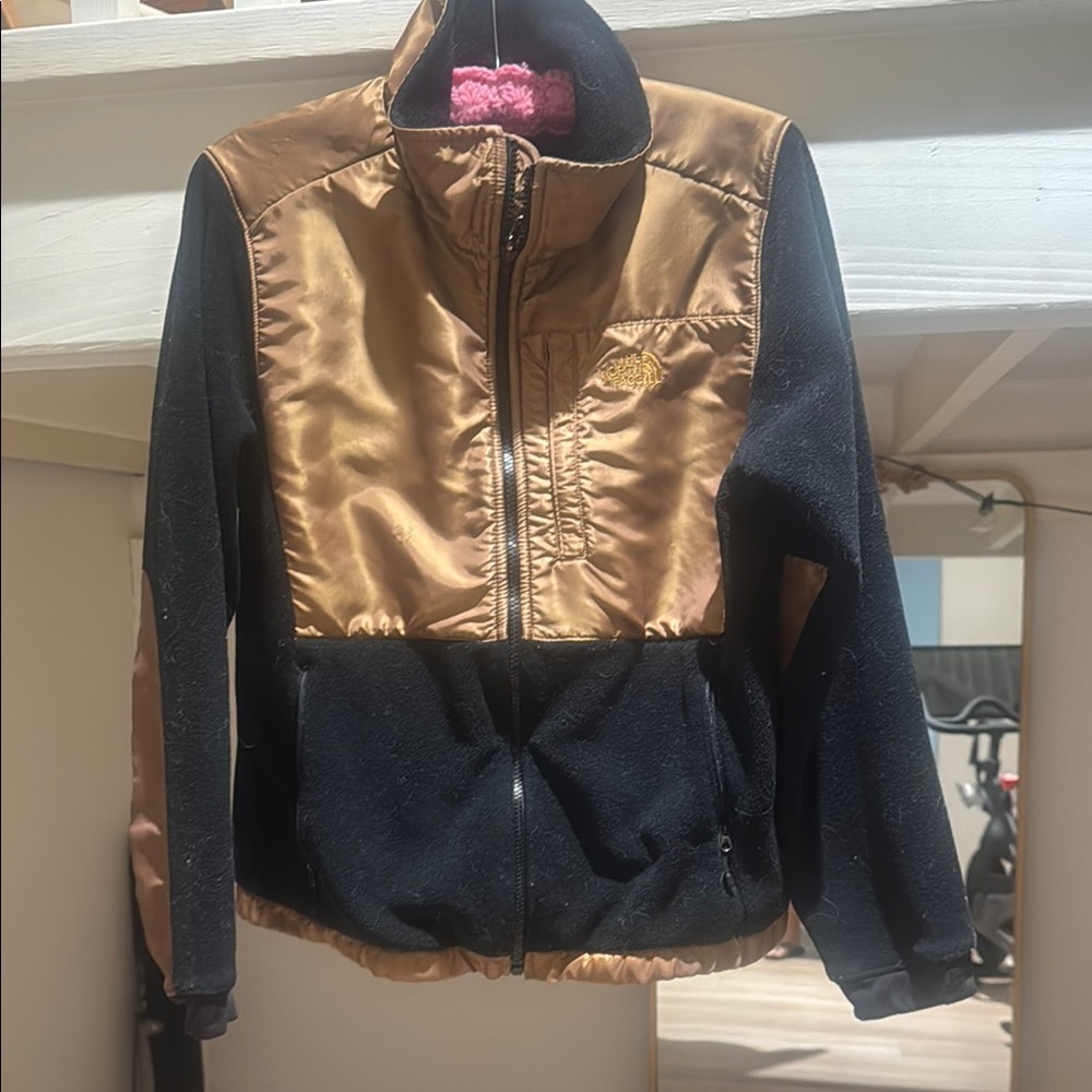 RARE The North Face Metallic Gold and Black Fleece Jacket